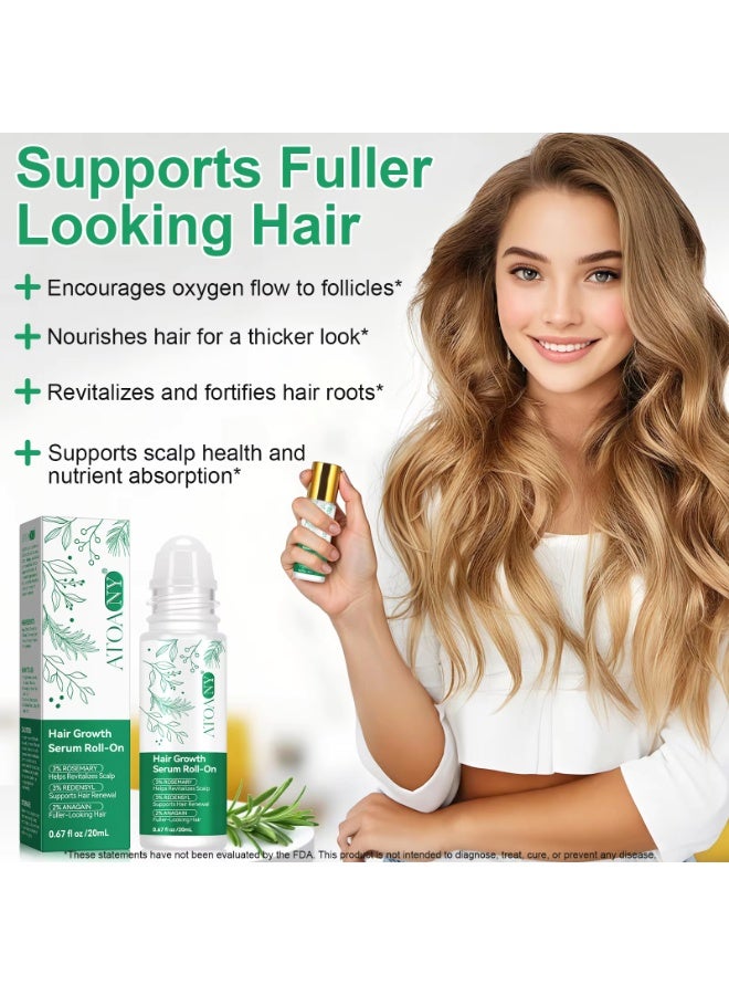 ATOANY Hair Growth Serum Roll on with Rosemary Promotes Hair Regrowth and Slows Hair Loss Thicker and Stronger Hair Growth Prevents Hair Fall and Stimulates Hair Follicles Rosemary Hair Serum 20ml - Image 5